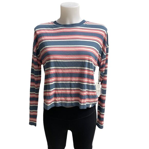 TREASURE & BOND GIRLS’ BLUE MIRAGE CORAL STRIPE long sleeve top sz XL 14/16 - Picture 1 of 12